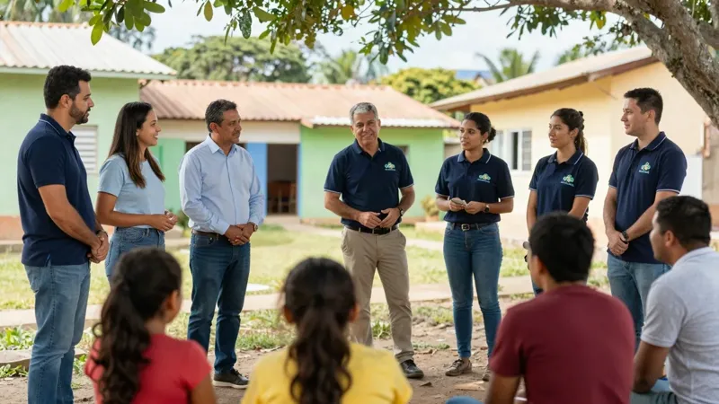 Profissionais de uma empresa avaliando indicadores de um projeto social apoiado por investimento social privado