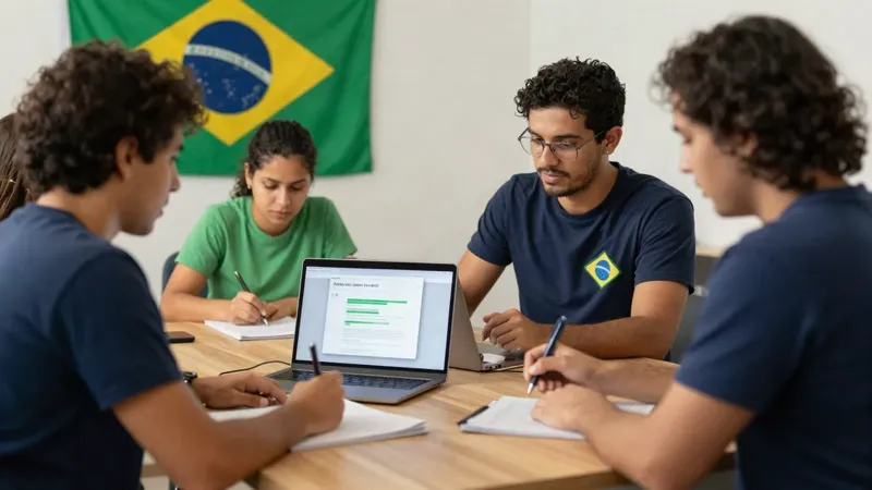 Profissional de uma organização social usando ferramentas de inteligência artificial em um notebook