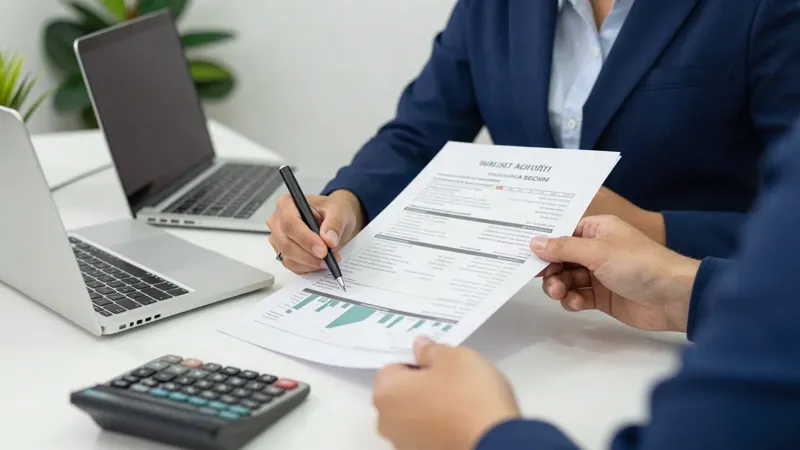 Mesa de trabalho com demonstrações contábeis, calculadora e relatórios de uma organização sem fins lucrativos