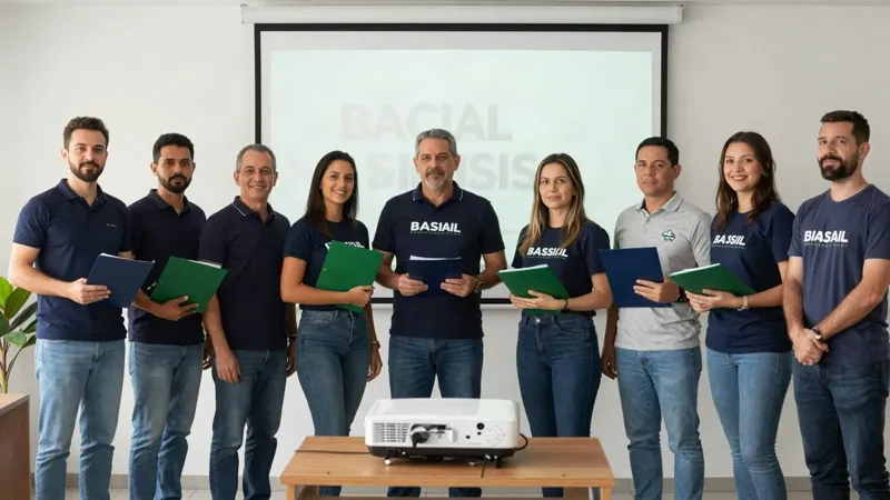 Equipe de uma organização social planejando a estratégia de captação de recursos com documentos e gráficos